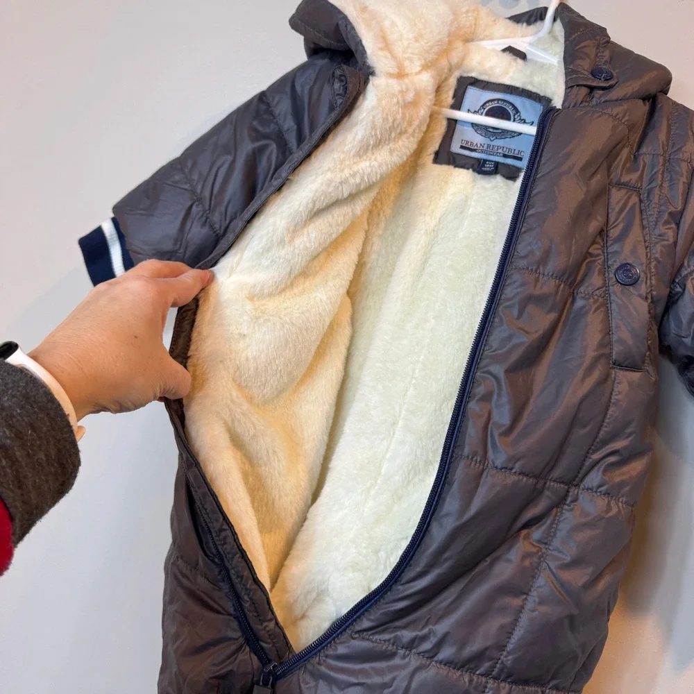 Urban Republic Gray Puffer Snowsuit Baby 18M‎ Winter Warm Sherpa Lined